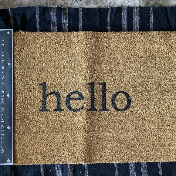 Soho Living 2 Piece Hello Coir Mat & Scatter Rug - Picture 4 of 4